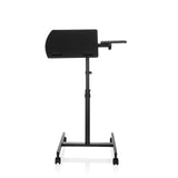 Escritorio de pie VM-SL negro con superficie de almacenamiento y base en forma de U con ruedas de hjh OFFICE – vista de 360° (vista frontal 0°)