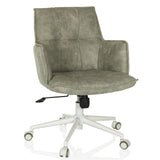 Silla Home Office SOLAO LIFE W gris con tapizado acolchado y base blanca de cinco ruedas de hjh LIVING – vista de 360° (vista frontal 15°)