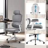 Reposacabezas ajustable en altura, reposabrazos y pistón de gas de la silla de oficina profesional Ergomy WF 2 de hjh OFFICE (imagen generada por IA)
