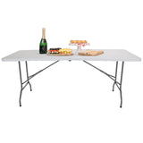Mesa plegable blanca EASY UP MULTI II de tamaño 152 x 70 cm con patas grises de hjh OFFICE