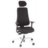 Schwarzer Profi-Bürostuhl PRO-TEC 400 mit Kopfstütze, Armlehnen und Fußkreuz mit fünf Rollen von hjh OFFICE – 360-Grad-Ansicht (Frontansicht 20°)
