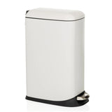 Papelera CLEAN SLIM blanca con pedal y tapa redondeada de hjh OFFICE – vista de 360° (vista frontal en diagonal 60°)