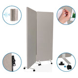 Separadores FLEXMIUT 1 grises con ruedas, función de tablero de anuncios y material fonoabsorbente de hjh OFFICE
