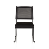 Silla de confidente negra PADUA V con respaldo de malla y asiento acolchado de hjh OFFICE – vista de 360° (vista frontal 0°)