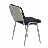 Silla de cuatro patas XT 600 S negra con estructura plateada de hjh OFFICE – vista de 360° (vista trasera en diagonal 120°)