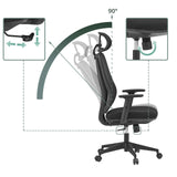 Respaldo ajustable y ajuste de altura del reposacabezas de la silla de oficina profesional Filaro de hjh OFFICE