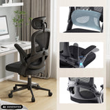 Silla de oficina profesional MC102C-M101 en negro con reposabrazos ajustables y respaldo de malla de Sihoo (imagen generada por IA)