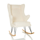 Sillón de diseño blanco MAPOON como mecedora con patines de madera y metal de hjh LIVING – vista de 360° (vista frontal 15°)