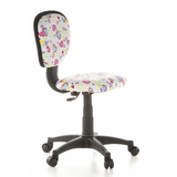 Silla giratoria para niños KIDDY TOP con estampado colorido de corazones y flores y base de cinco ruedas de hjh OFFICE – vista de 360° (vista frontal en diagonal 60°)