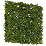 Estera vegetal verde MORE GREEN I con hojas de helecho y pequeñas flores blancas de hjh OFFICE – vista de 360° (vista trasera en diagonal 120°)