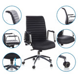 Sillón de oficina profesional ASPERA 10 en negro con base estrellada cromada y ruedas de hjh OFFICE