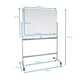 Dibujo técnico de la Pizarra blanca MULTIBOARD I con una altura total de 187 cm de hjh OFFICE