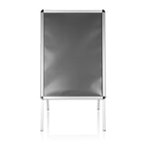 Soporte para carteles AGENDA II gris con marco de aluminio y dos pies de apoyo de hjh OFFICE – vista de 360° (vista frontal 0°)