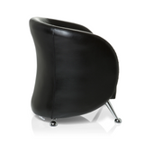Sillón tapizado negro ST. LUCIA con patas de metal brillantes de hjh OFFICE – vista de 360° (vista lateral 100°)