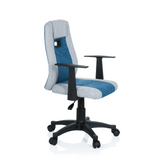 Silla giratoria para niños KIDDY EXTRA en color gris azulado con reposabrazos y base de cinco ruedas de hjh OFFICE – vista de 360° (vista frontal en diagonal 60°)