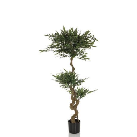 Planta artificial verde ACACIA con tallo marrón curvado en maceta negra de hjh OFFICE