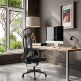 Silla Home Office ERGOMY con respaldo de malla y estructura negra de MyBuero
