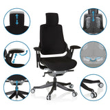 Silla de oficina profesional SPEKTRE BLACK negra con varias opciones de ajuste de hjh OFFICE