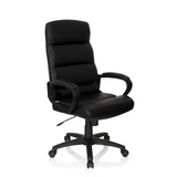 Sillón de oficina profesional FUTURA 100 negro con tapicería acolchada y base de cinco ruedas de hjh OFFICE – vista de 360° (vista frontal en diagonal 40°)
