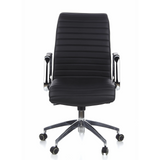 Sillón de oficina profesional ASPERA 10 negro con costuras, reposabrazos y base de cinco ruedas de hjh OFFICE – vista de 360° (vista frontal 0°)