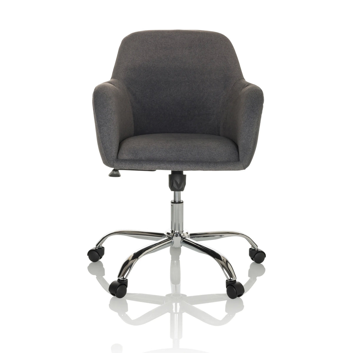 Silla Home Office SOLAO 300 en gris oscuro con acolchado y base de cinco ruedas de hjh OFFICE – vista de 360° (vista frontal 0°)