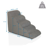 Dibujo dimensional de la Escalera para mascotas PAWY STEP 5 de 83 x 57 cm y capacidad de carga de 35 kg de hjh LIVING