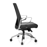 Silla de oficina profesional PROVIDER negra con tapizado acolchado y base de cinco ruedas de hjh OFFICE – vista de 360° (vista lateral 100°)