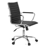 Sillón de oficina profesional VEMONA 10 negro con costura transversal y base de cinco ruedas de hjh OFFICE – vista de 360° (vista frontal en diagonal 60°)