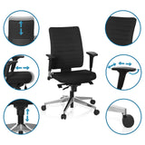 Funciones ajustables de la Silla de oficina profesional PRO-TEC 350 en negro de hjh OFFICE