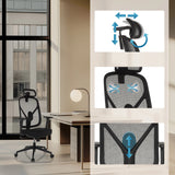 Reposacabezas y soporte lumbar ajustables de la silla de oficina profesional RALOO ECO en negro de hjh OFFICE
