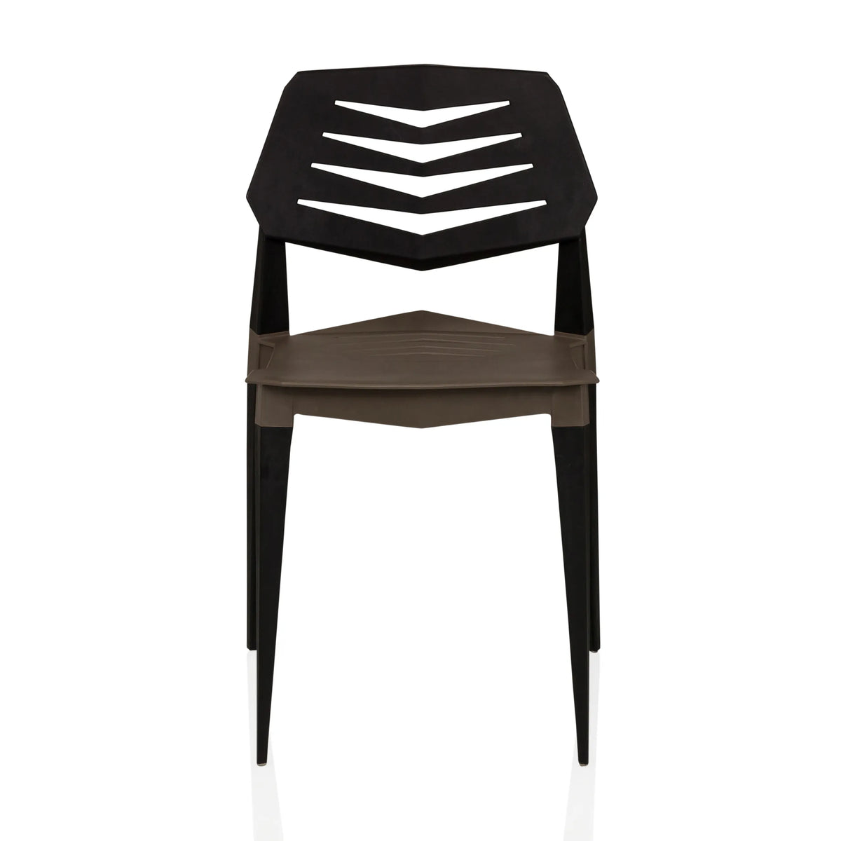Silla de exterior Flecharo en color marrón negro con respaldo perforado de hjh LIVING – vista de 360° (vista frontal 0°)