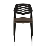 Silla de exterior Flecharo en color marrón negro con respaldo perforado de hjh LIVING – vista de 360° (vista frontal 0°)