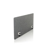 Separador de mesa FLEXMIUT 3D gris con dos fijaciones de mesa de hjh OFFICE – vista de 360° (vista frontal en diagonal 63°)