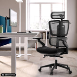 Silla de oficina profesional Ergo U2 Flex3 negra con respaldo de malla y reposacabezas de hjh OFFICE (imagen generada por IA)