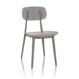 Silla de exterior gris ARTIFO HOL con respaldo y asiento perforados de hjh OFFICE – vista de 360° (vista frontal 15°)