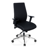 Silla de oficina profesional PRO-TEC 250 negra con reposabrazos y base de cinco ruedas de hjh OFFICE – vista de 360° (vista frontal en diagonal 40°)