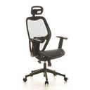 Silla de oficina profesional AIR-PORT con malla negra, reposacabezas y reposabrazos de hjh OFFICE