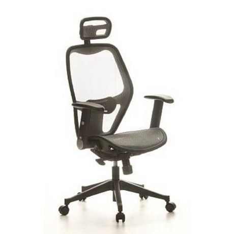 Silla de oficina profesional AIR-PORT en gris plata con respaldo y asiento de malla de hjh OFFICE