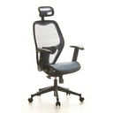Silla de oficina profesional AIR-PORT con malla azul, reposacabezas y reposabrazos de hjh OFFICE