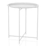 Mesa auxiliar ALLRUND blanca de metal con tablero redondo y patrón de perforaciones de hjh LIVING