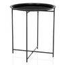 Mesa auxiliar ALLRUND de metal negra con tablero redondo y patrón perforado de hjh LIVING