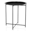 Mesa auxiliar ALLRUND de metal negra con tablero redondo y patrón perforado de hjh LIVING