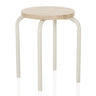 Taburete ALRANDA con asiento redondo en roble y cuatro patas blancas de hjh LIVING