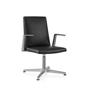 Silla de confidente negra AMBASSADO V con estructura metálica brillante y reposabrazos de hjh OFFICE