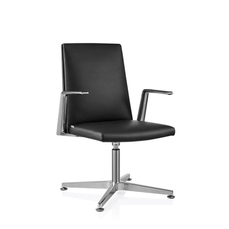 Silla de confidente negra AMBASSADO V con estructura metálica brillante y reposabrazos de hjh OFFICE