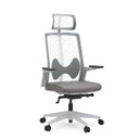 Silla de oficina profesional ARCEO W gris con respaldo de malla, reposacabezas y reposabrazos de hjh OFFICE