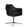 Sillón de diseño ARTEMIA negro con tapicería de cuero y base metálica de cuatro brazos de hjh OFFICE