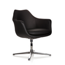 Sillón de diseño ARTEMIA negro con tapicería de cuero y base metálica de cuatro brazos de hjh OFFICE
