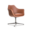 Sillón lounge ARTEMIA con tapicería de cuero marrón y base de metal en forma de cuatro estrellas de hjh OFFICE
