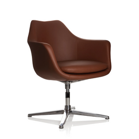 Sillón de diseño ARTEMIA marrón con base de estrella metálica brillante de hjh OFFICE